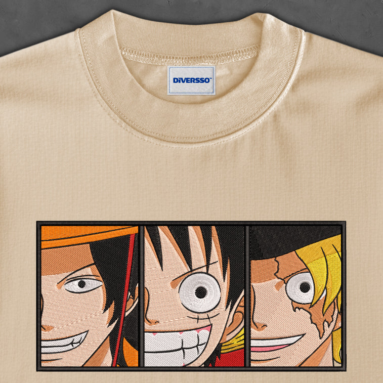 ONE PIECE - LUFFY - ACE - SABO - OVERSIZE TELA PESADA